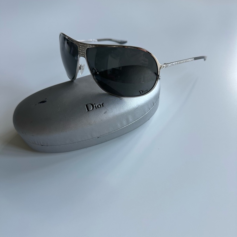 Vintage Hard Dior 1 Silver Sunglasses with Case - Picture 5 of 10